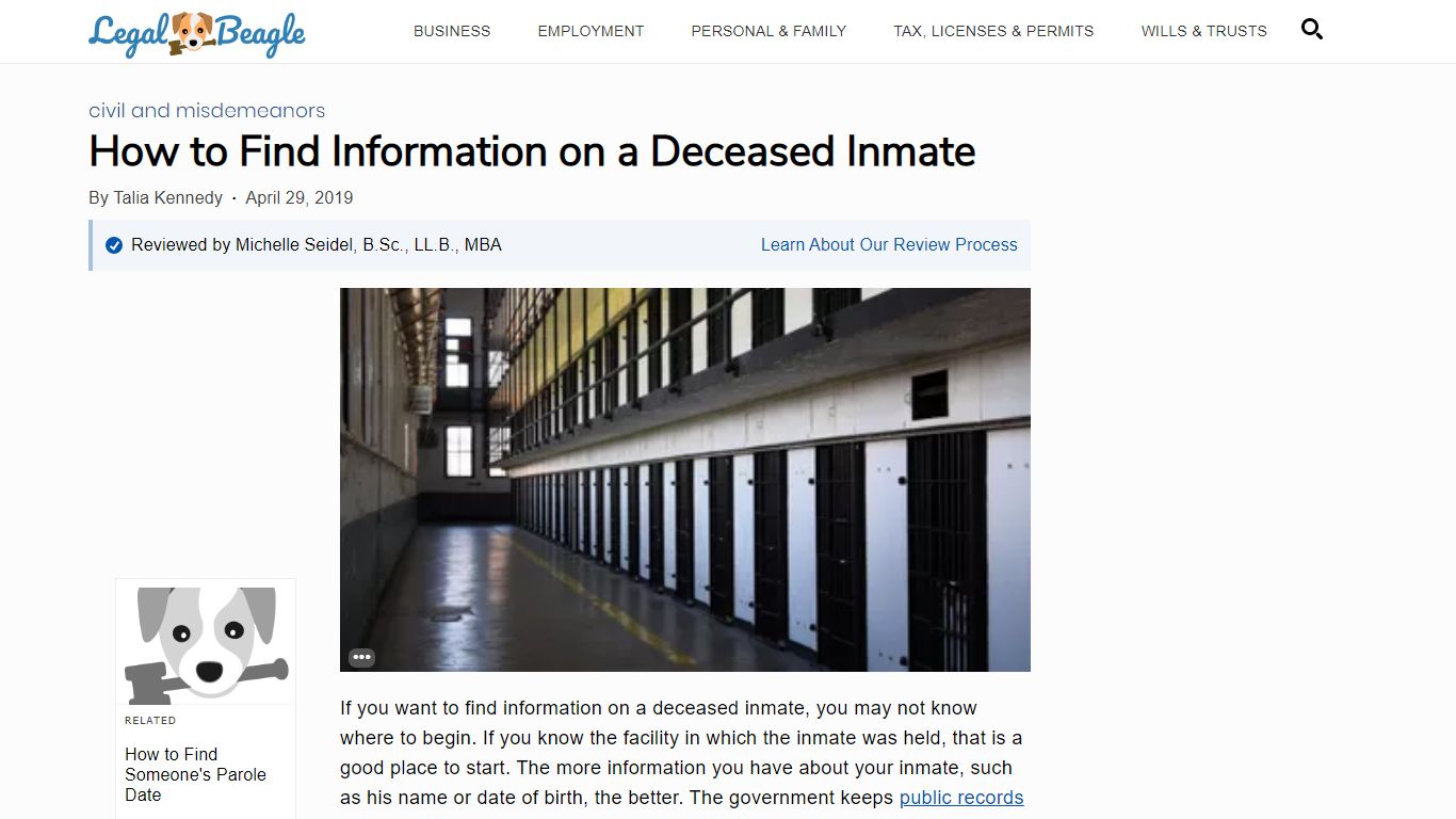 How to Find Information on a Deceased Inmate | Legal Beagle