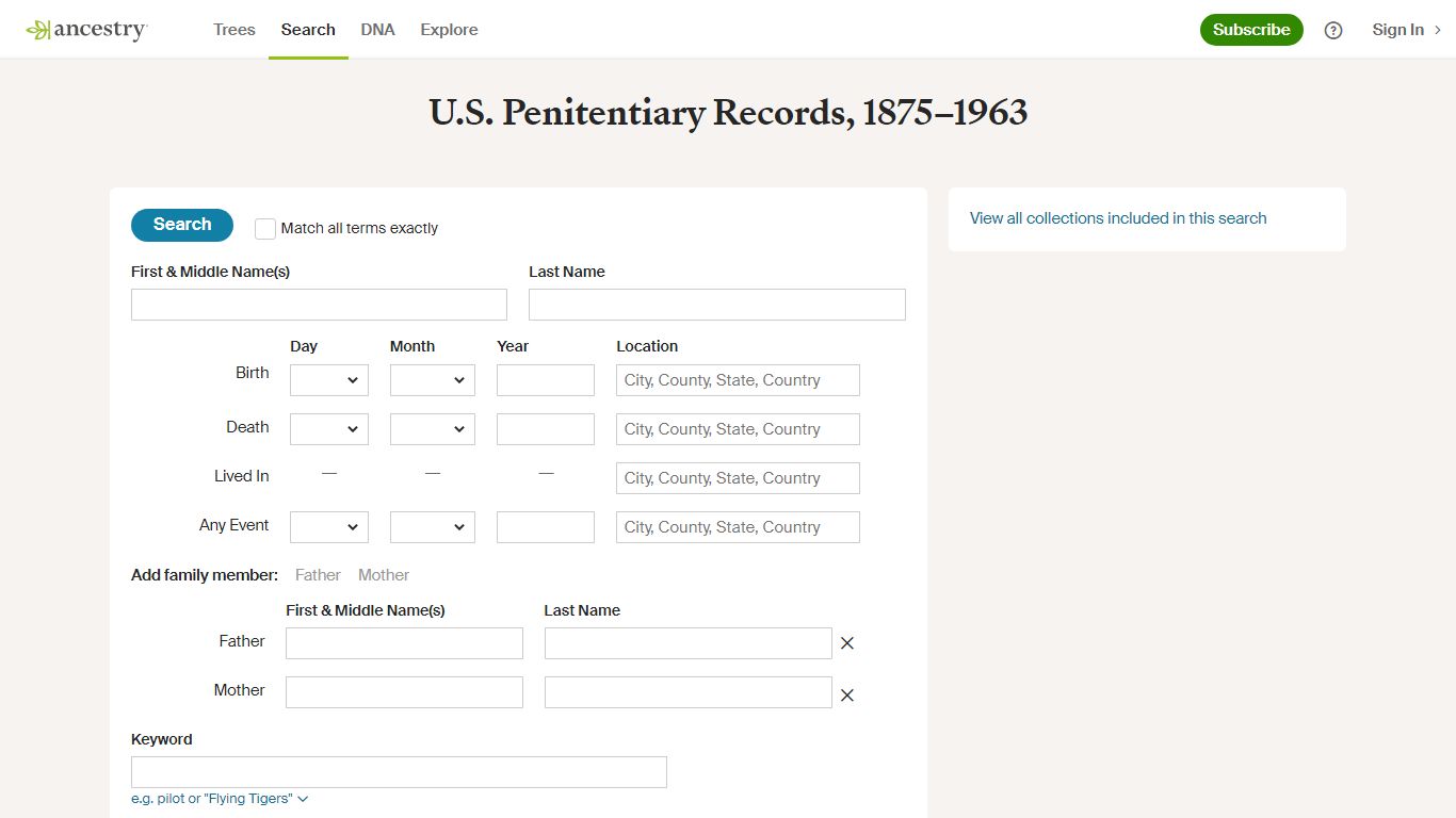 U.S. Penitentiary Records, 1875–1963 - Ancestry